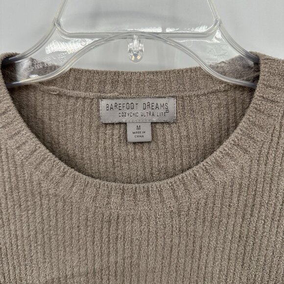 BAREFOOT DREAMS cozychic ultra lite ribbed crewneck sweatshirt sweater nickel M - Picture 8 of 9